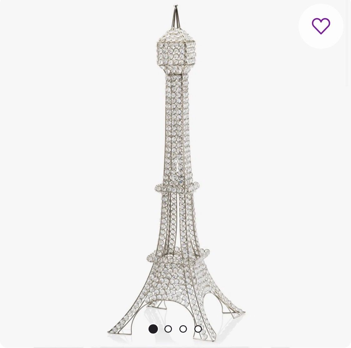 Silver 3-foot rhinestone Eiffel Tower centerpiece