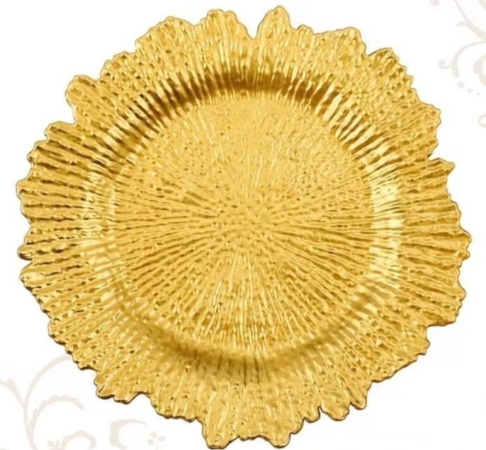 Gold/champagne flower charger plates