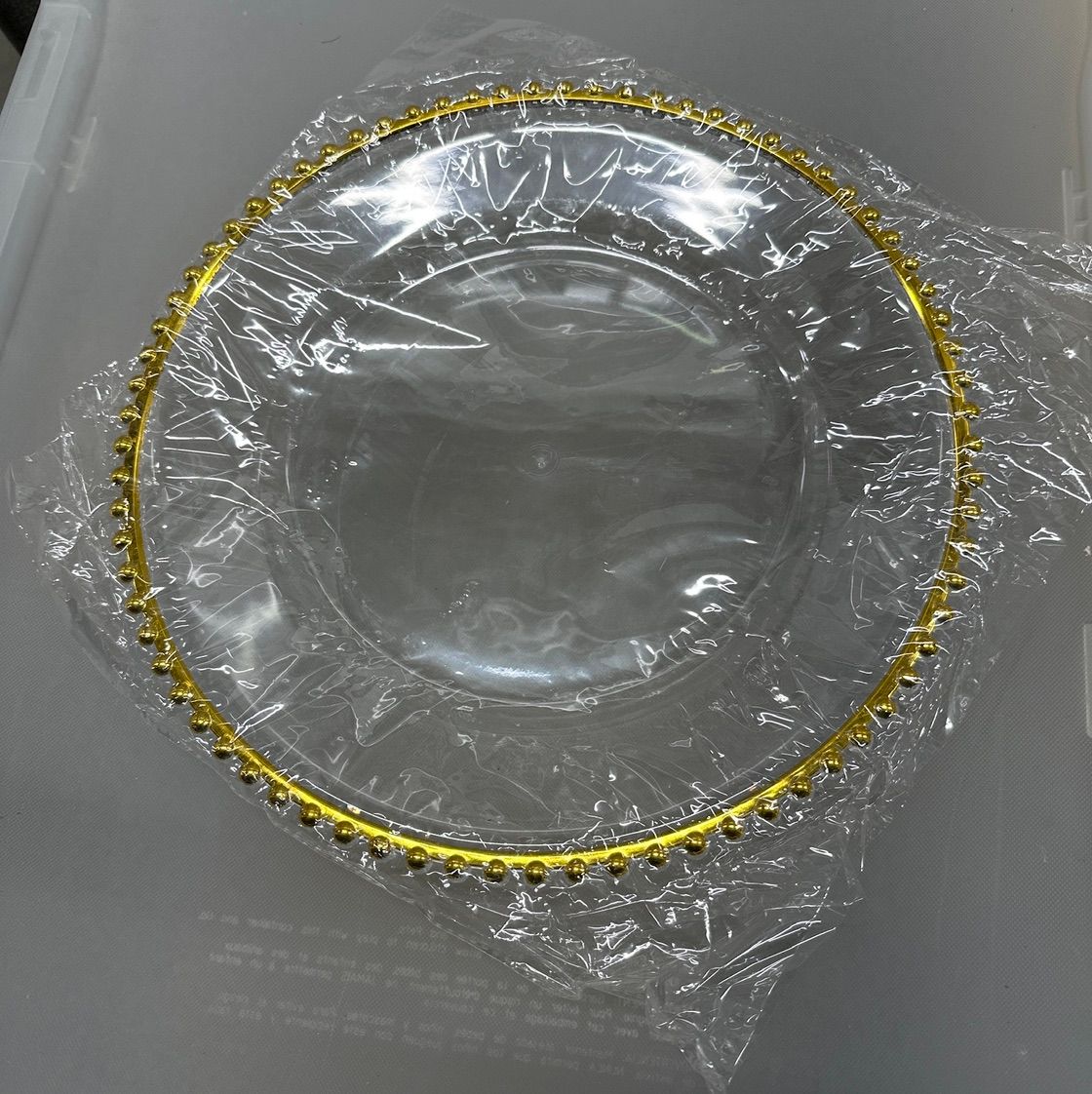 Gold clear beaded charger plate