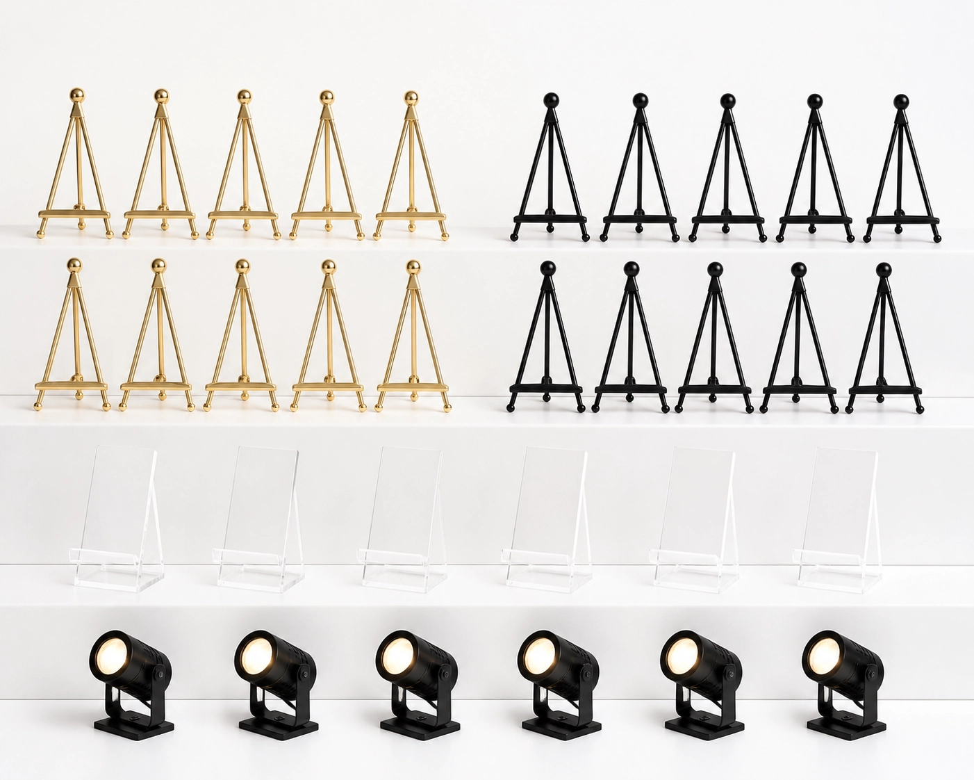 LED taper candlesticks in black and gold