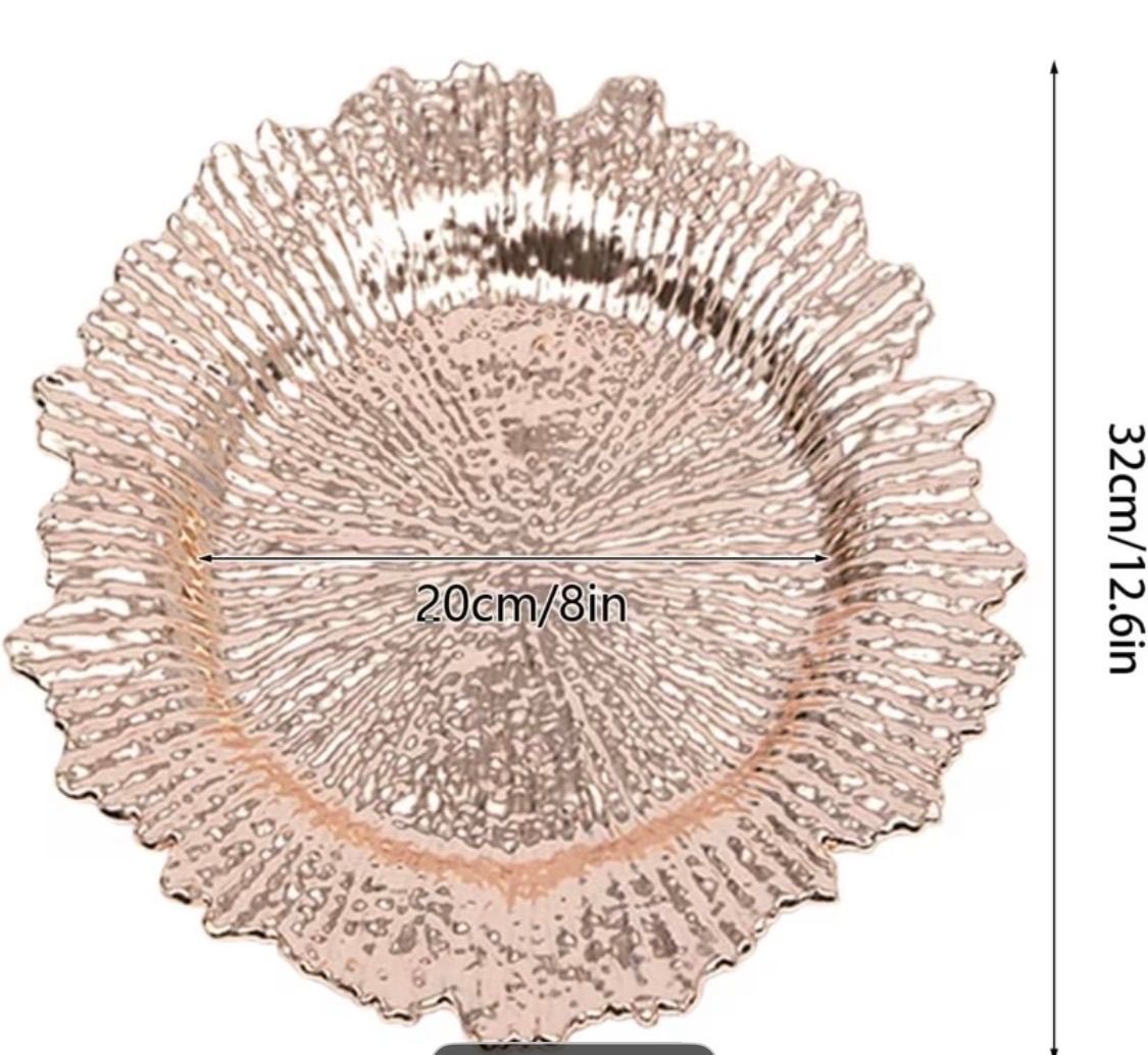 Rose gold burst charger plate